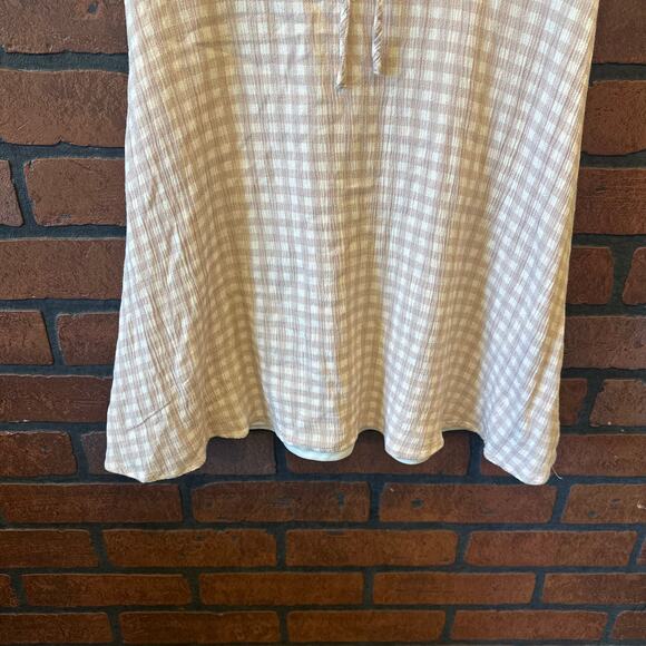 Bohme Beige Gingham Mini Dress - Ruffle Detail - Picture 2 of 11